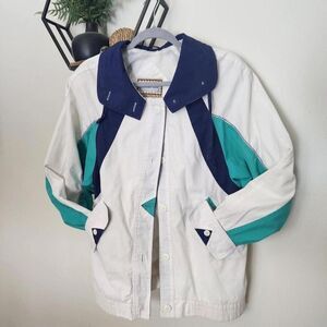 Current-seen Women's White and Blue Vintage Jacket Size S